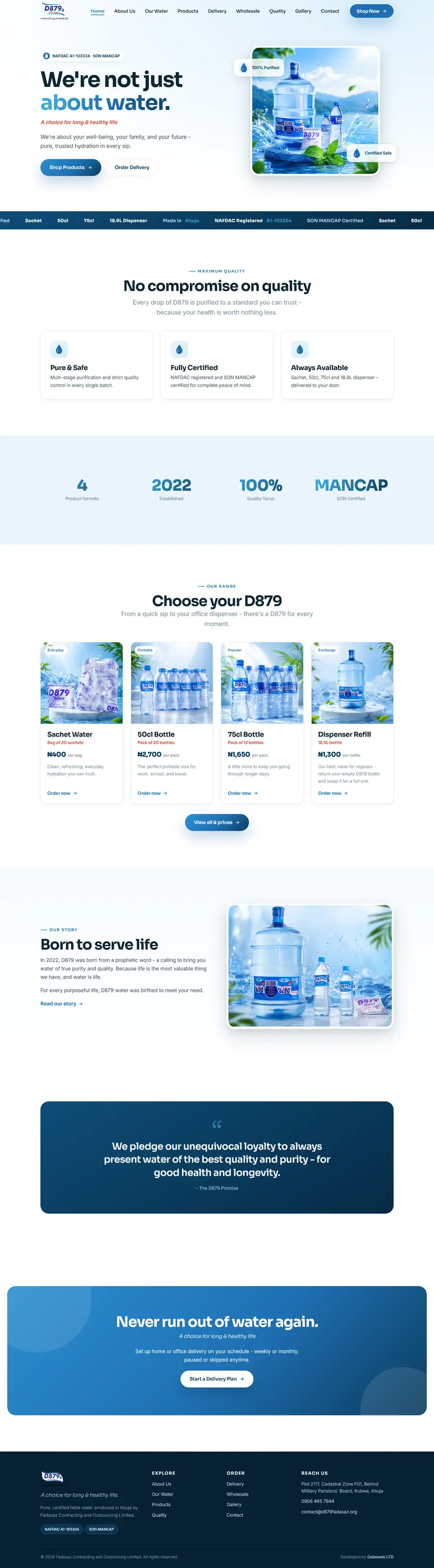 D879 Table Water website